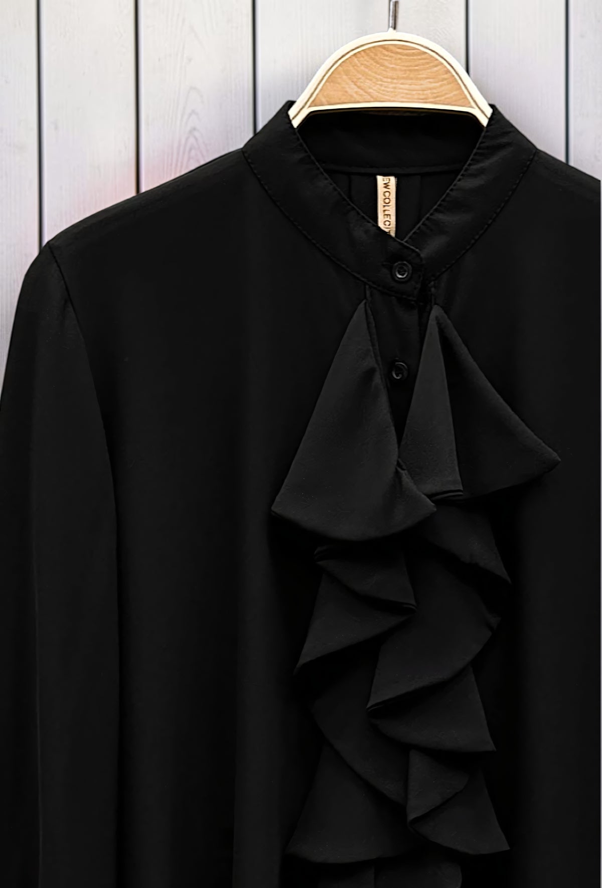 Chemisier Noir en Voile Épais – La Muse Parisienne – vue 2