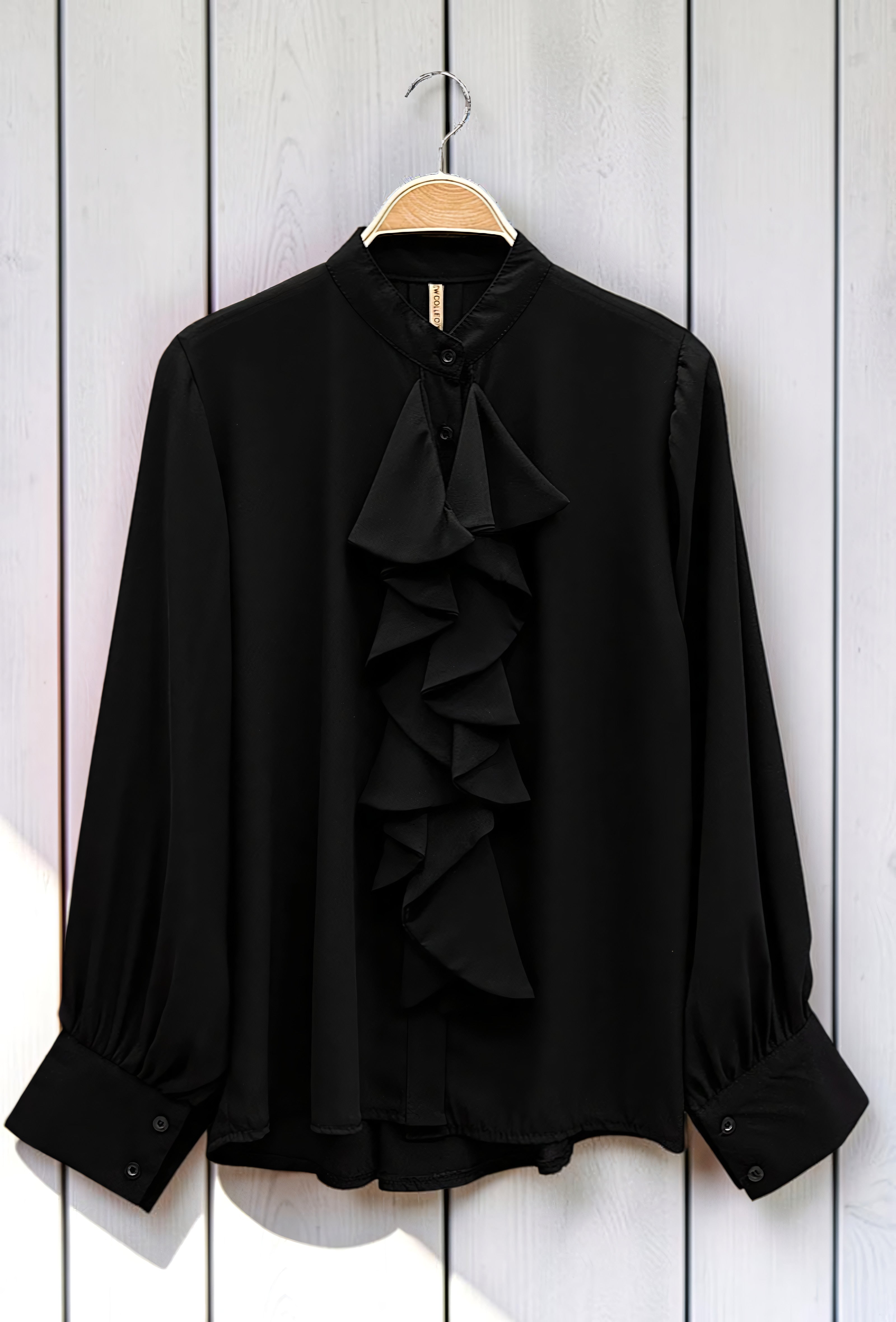 Chemisier Noir en Voile Épais – La Muse Parisienne – vue 2