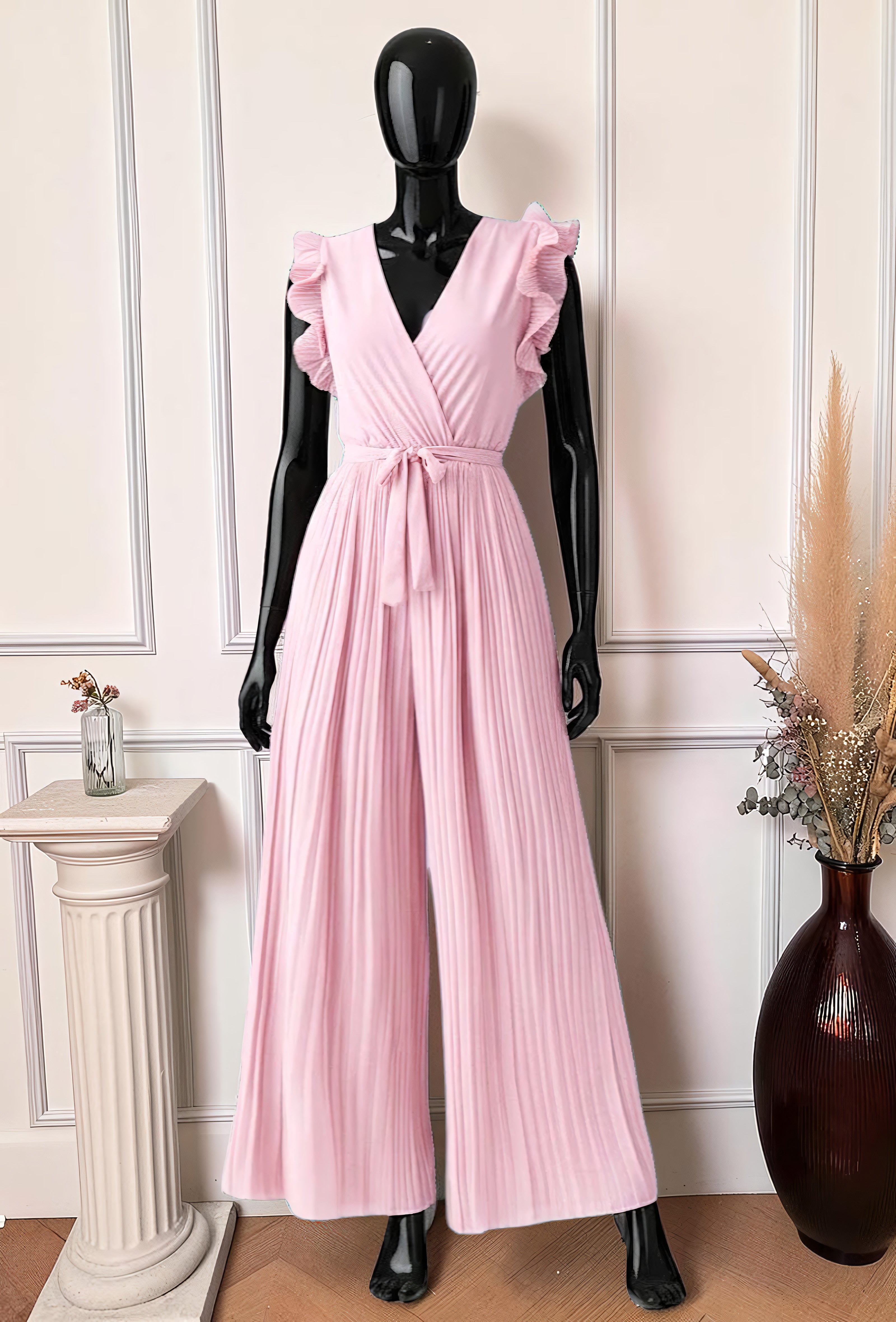 Combinaison Pantalon Blush — Manches Froncées à Volants – La Muse Parisienne
