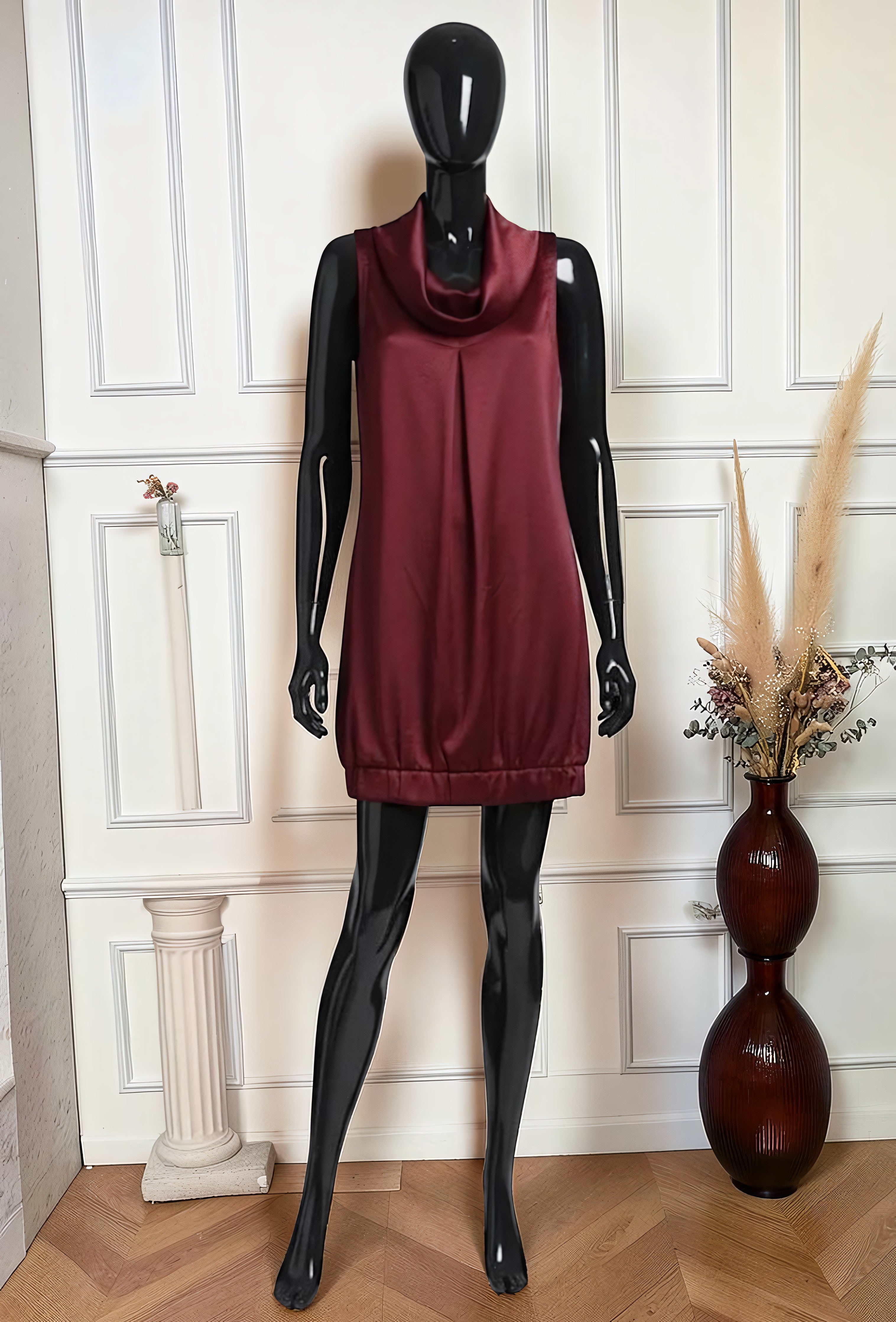 Robe Fluide Élégante Bordeaux – La Muse Parisienne