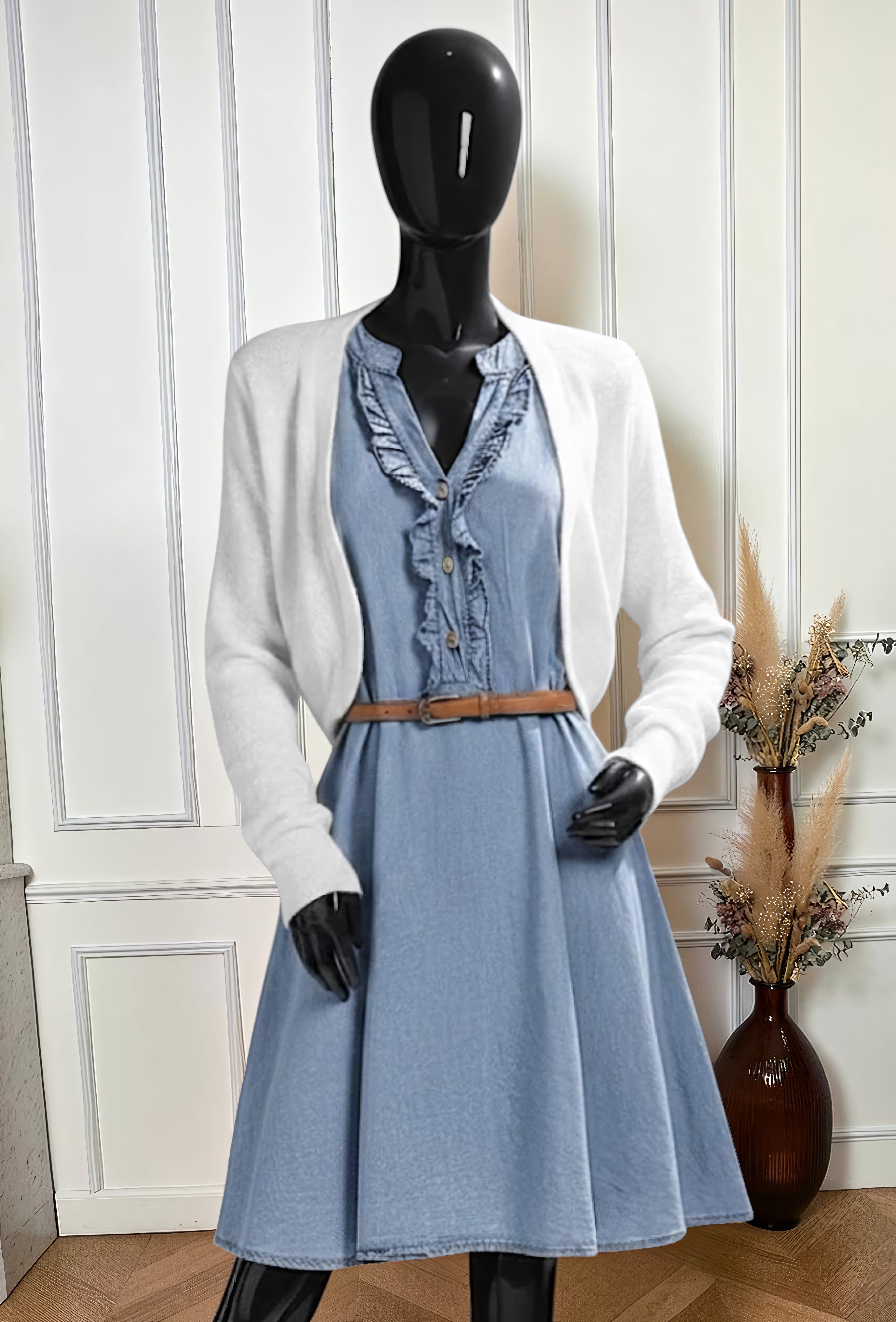 Robe en Jean Lyocell Ceinturée Froncée – La Muse Parisienne