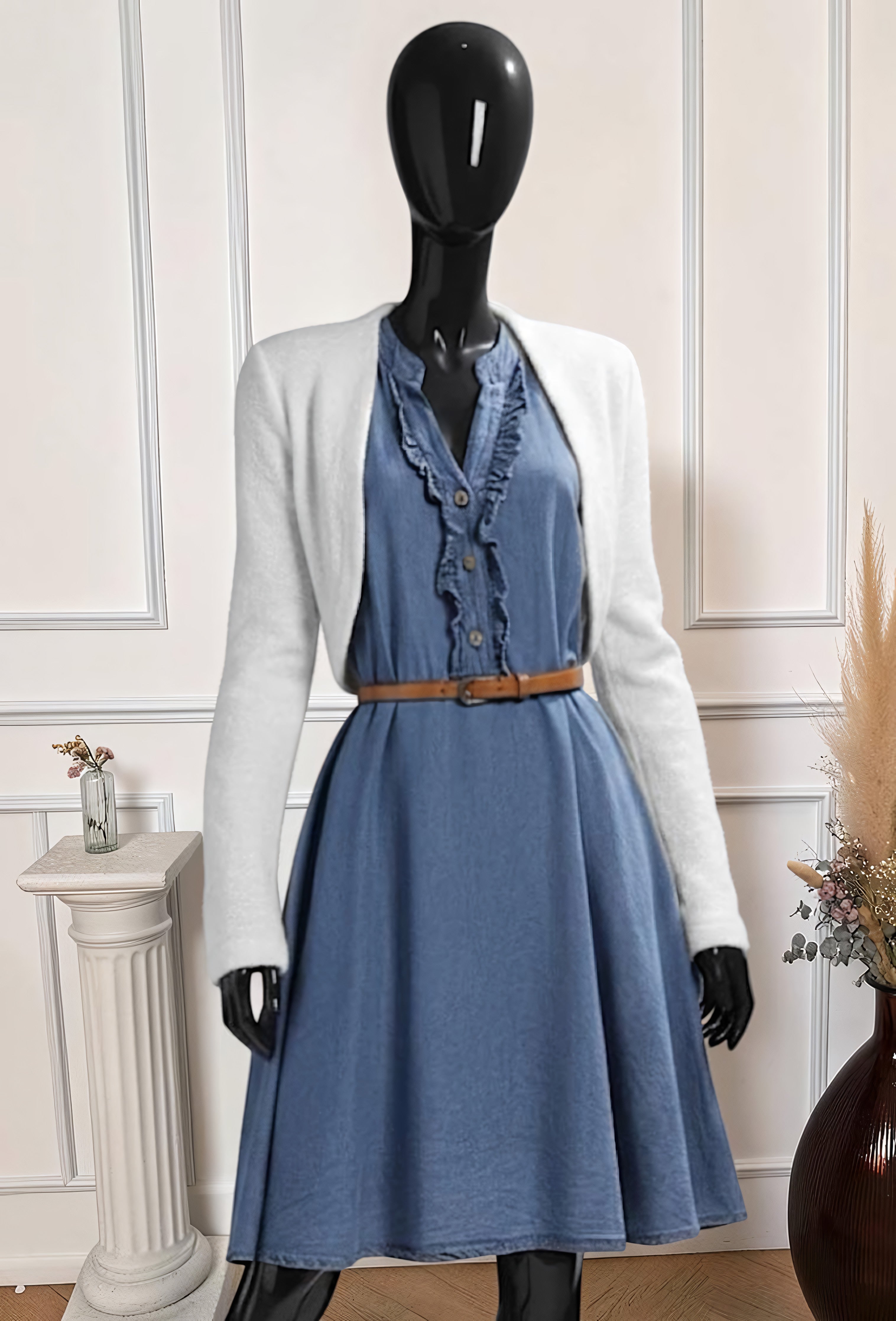 Robe en Jean Lyocell Ceinturée Froncée – La Muse Parisienne