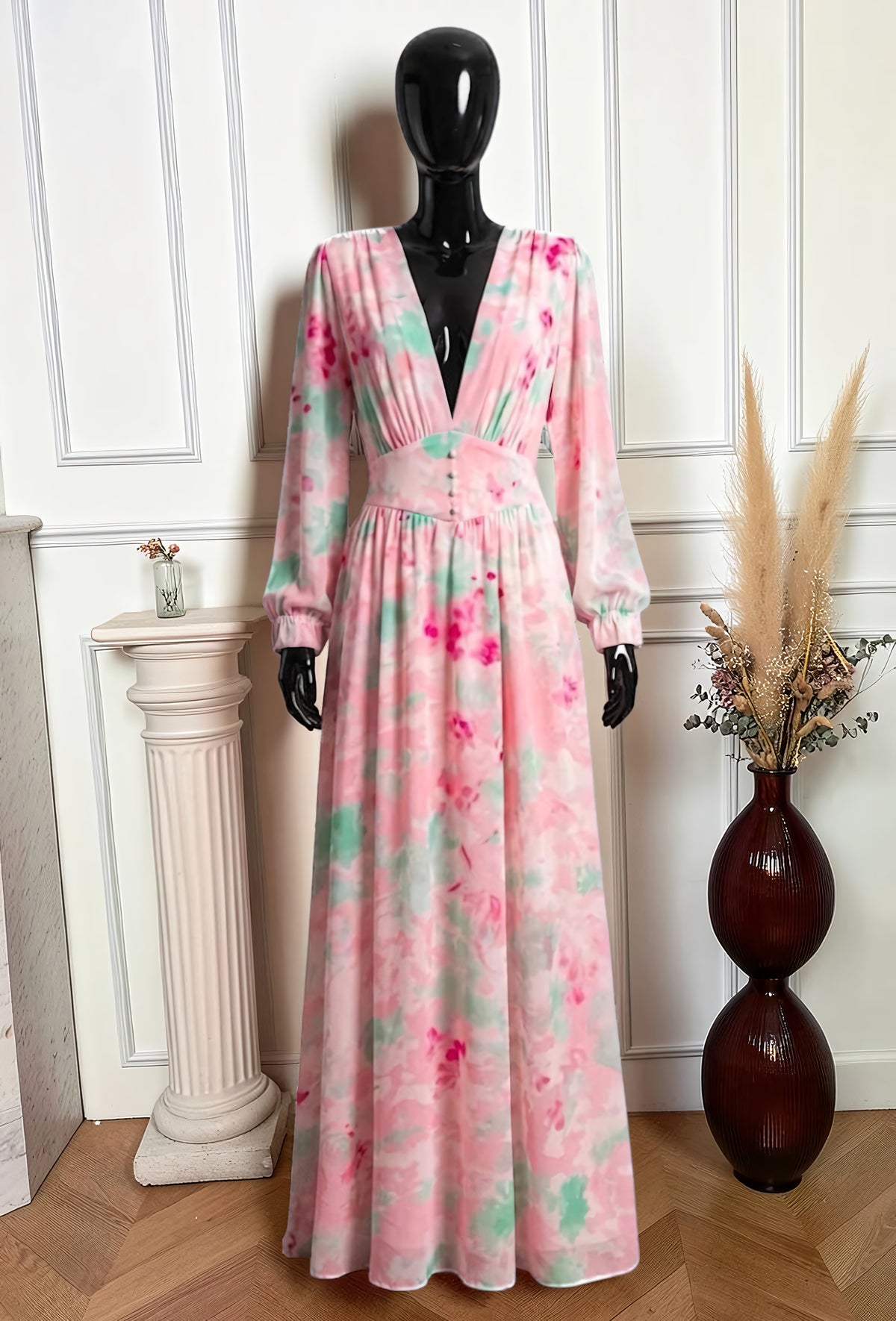 Robe Fendue Imprimé Fleuri Pastel – La Muse Parisienne