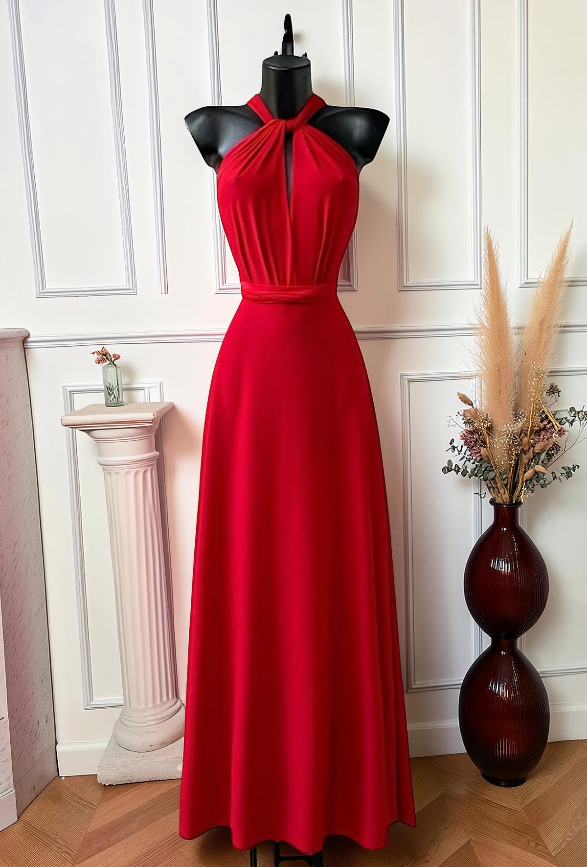Robe Longue Multi-Positions Rouge – La Muse Parisienne