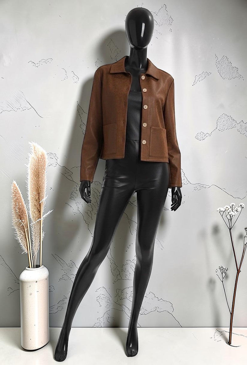 Veste Chic et Tendance avec Poches et Boutons Brun