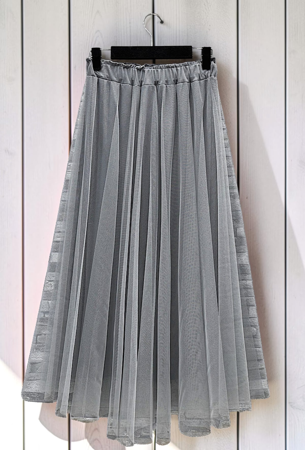 Jupe en Tulle Romantique Doublée Gris – La Muse Parisienne – vue 2