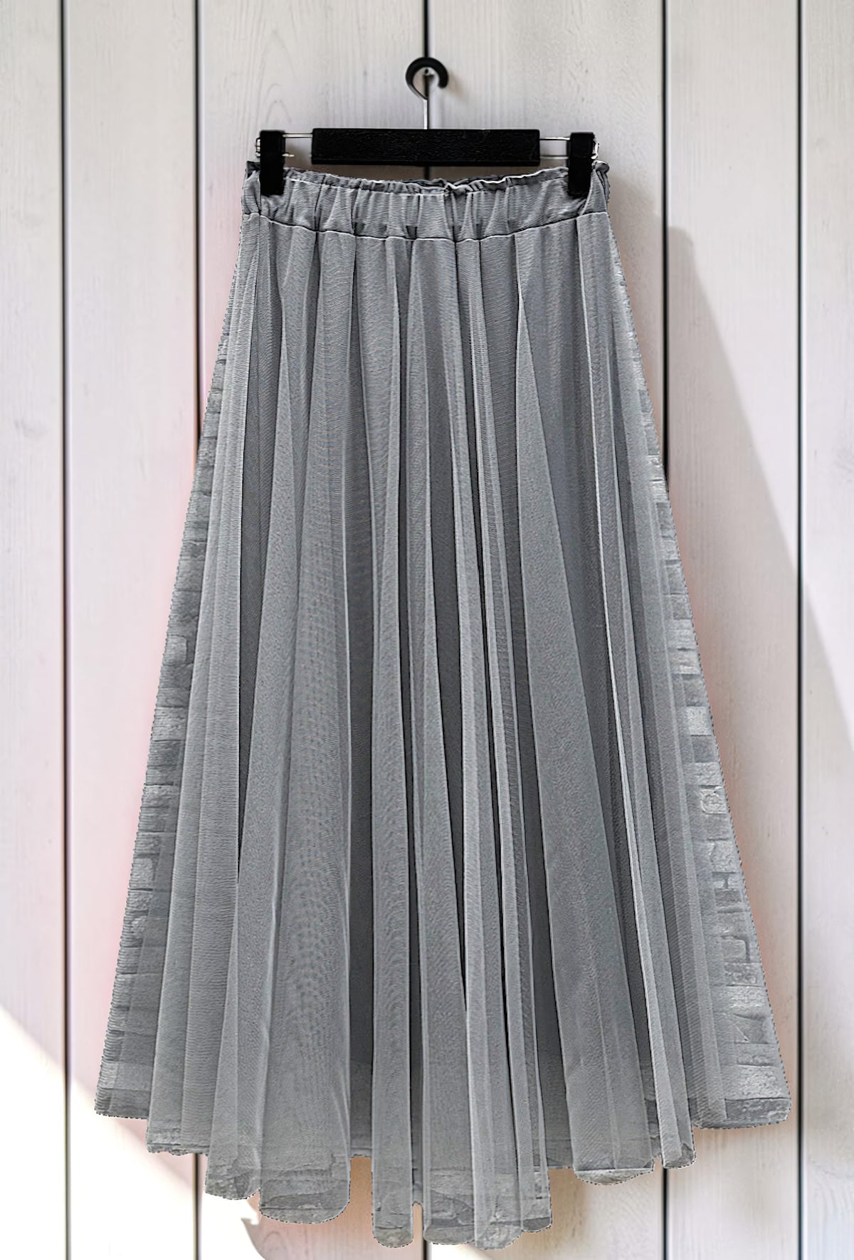 Jupe en Tulle Romantique Doublée Gris – La Muse Parisienne – vue 3