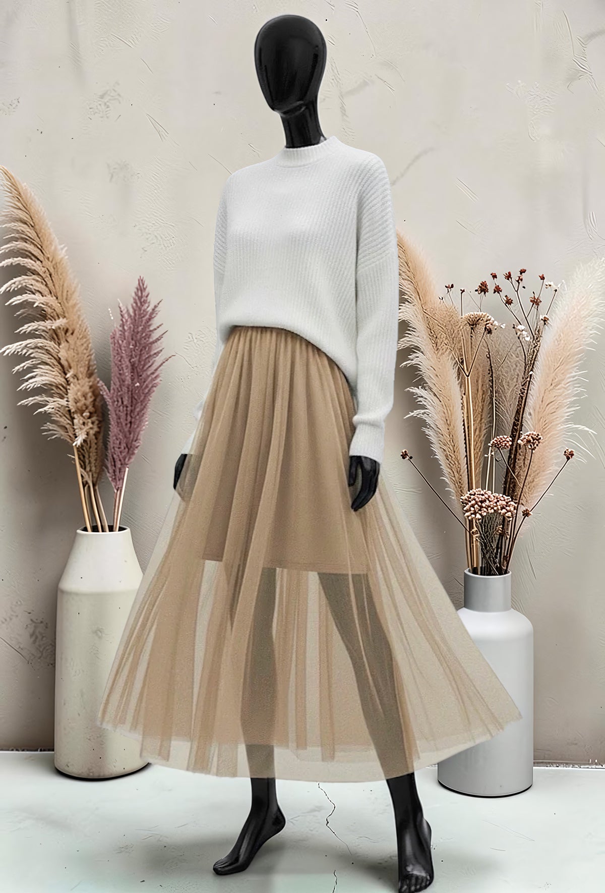 Jupe Courte en Tulle Doublée Caramel – La Muse Parisienne