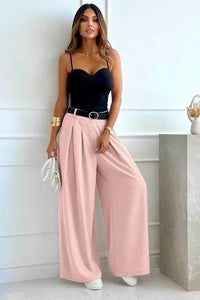 Pantalon Large Taille Haute Élégance Fluide Blush — Collection 2026