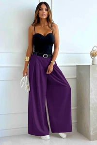 Pantalon Large Taille Haute Élégance Fluide Indigo — Collection 2026
