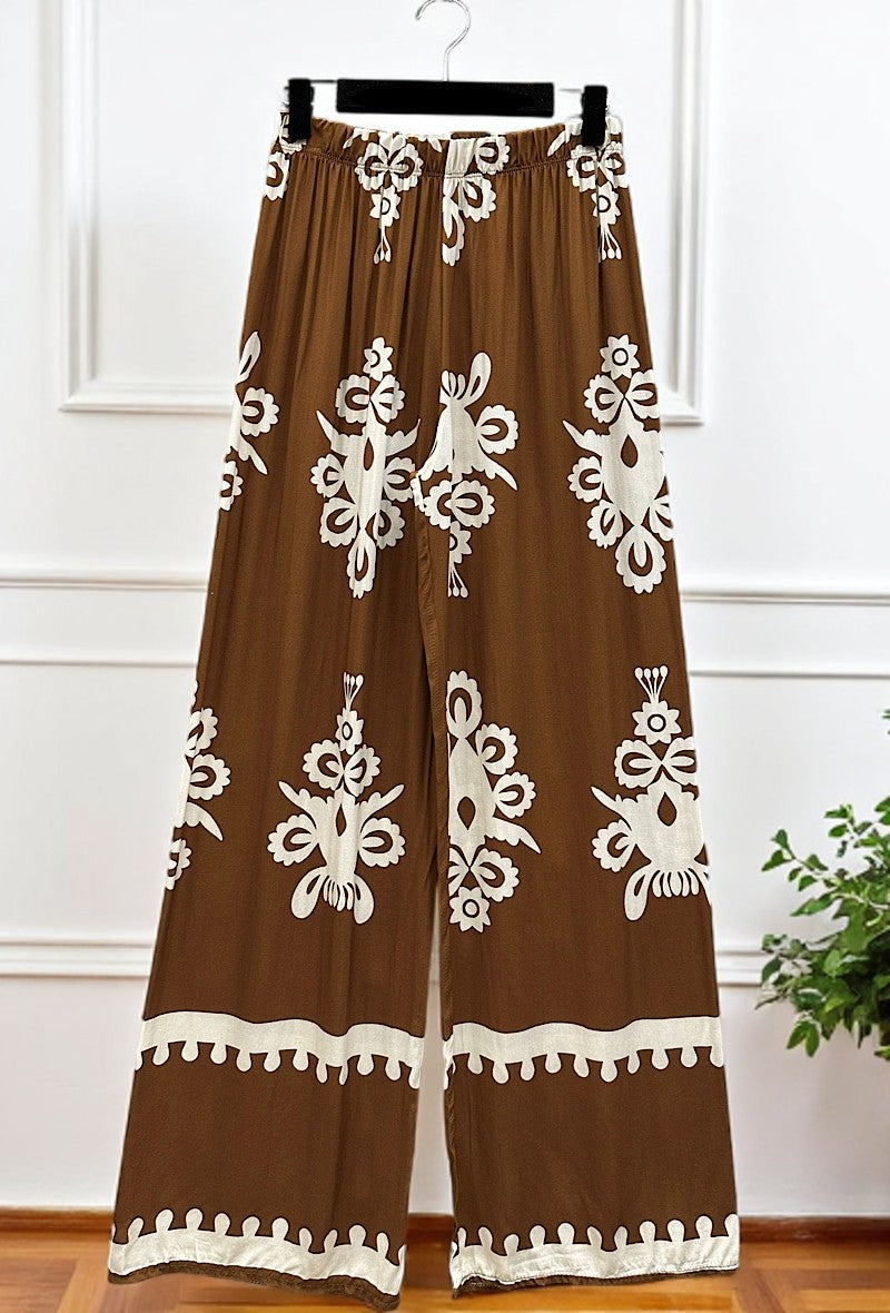 🌟 Nouvelle Collection 2025 : Pantalon Large Imprimé Fluide & Romantique en Viscose 🌟