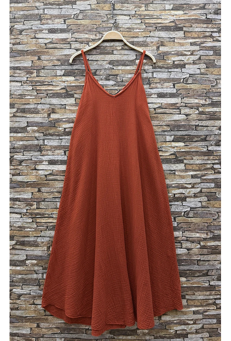 ROBE COURTE FLUIDE EN GAZE DE COTON