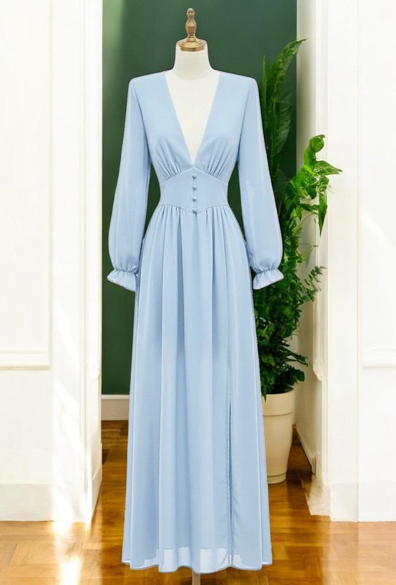 Robe Longue Unie Manches Longues — Doublure Viscose | Collection 2026