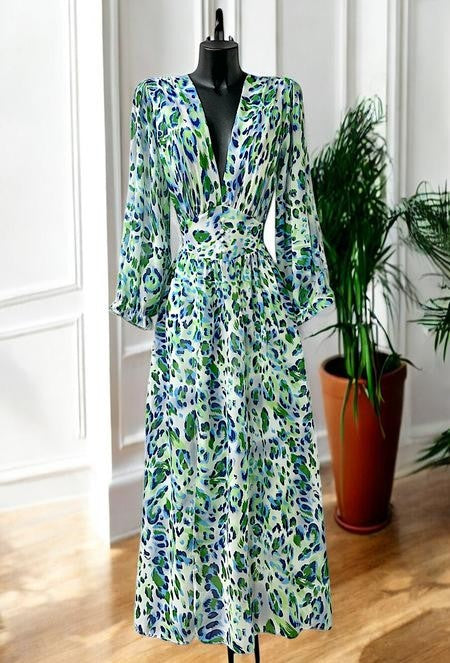 Robe Longue Fleurie Manches Longues — Doublure Viscose | Collection 2026