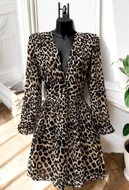 Robe Courte Fleurie Manches Longues — Doublure Viscose | Collection 2026