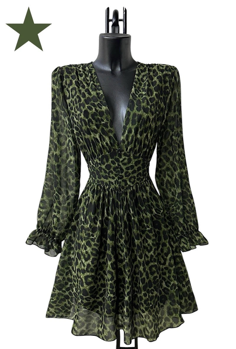 🌟 Nouvelle Collection : Robe courte léopard à Doublure en Viscose 🌟