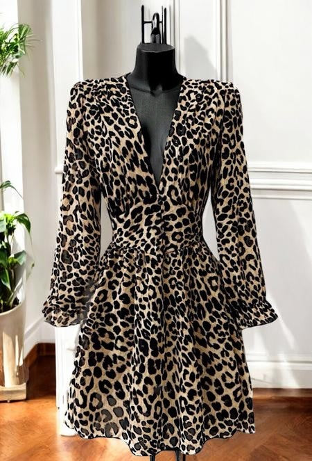 Robe Courte Fleurie Manches Longues — Doublure Viscose | Collection 2026