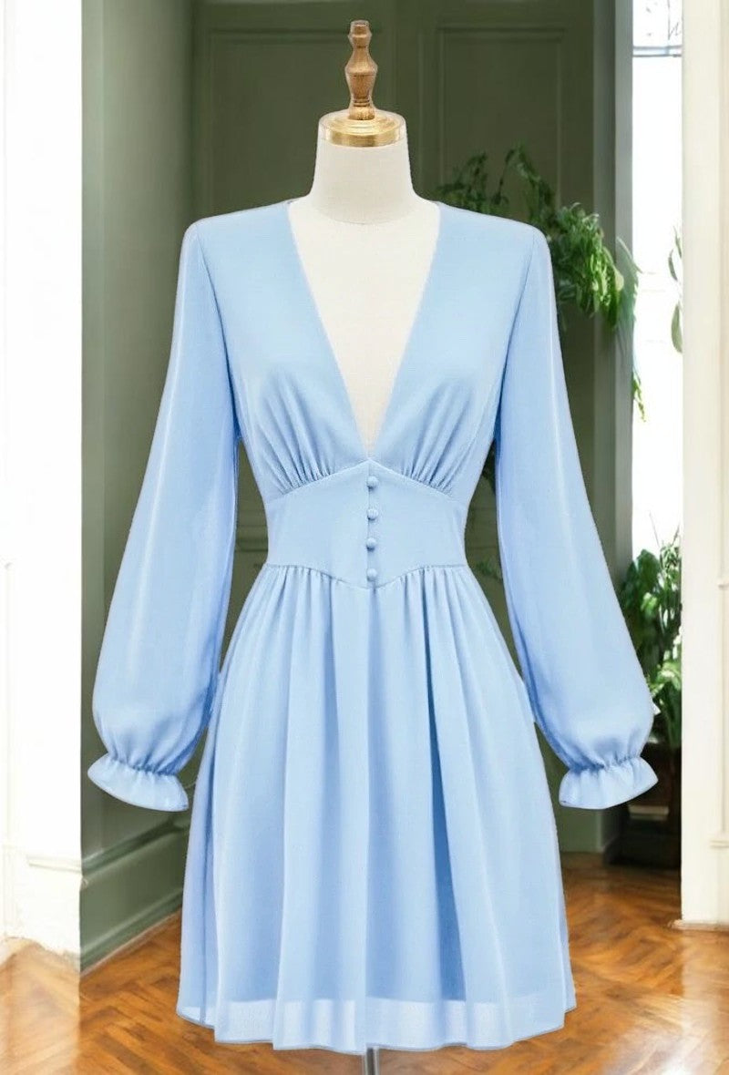 Robe Courte Unie Manches Longues — Doublure Viscose | Collection 2026