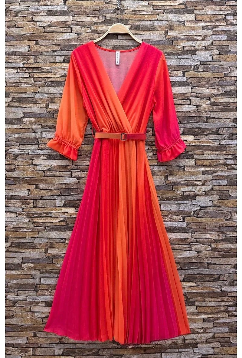 Robe Croisée Plissée Fluide — Doublure en Viscose | Collection 2026