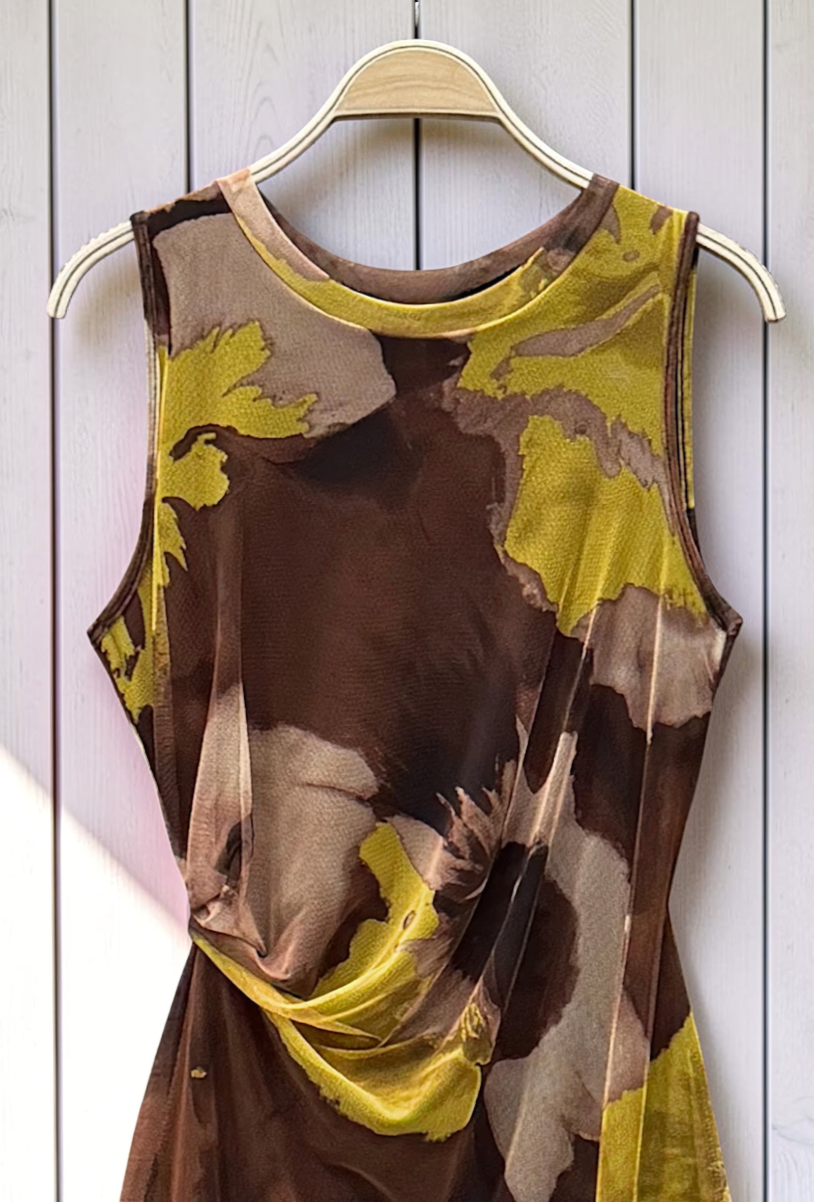 Robe Imprimée Manches Longues Doublée Marron Foncé – La Muse Parisienne – vue 2