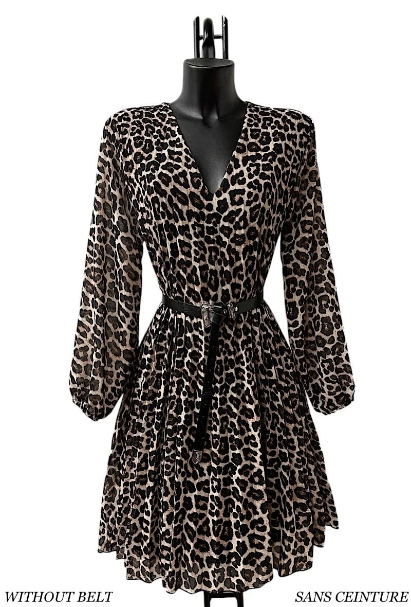 🌟 Nouvelle Collection : Robe courte léopard à Doublure en Viscose 🌟