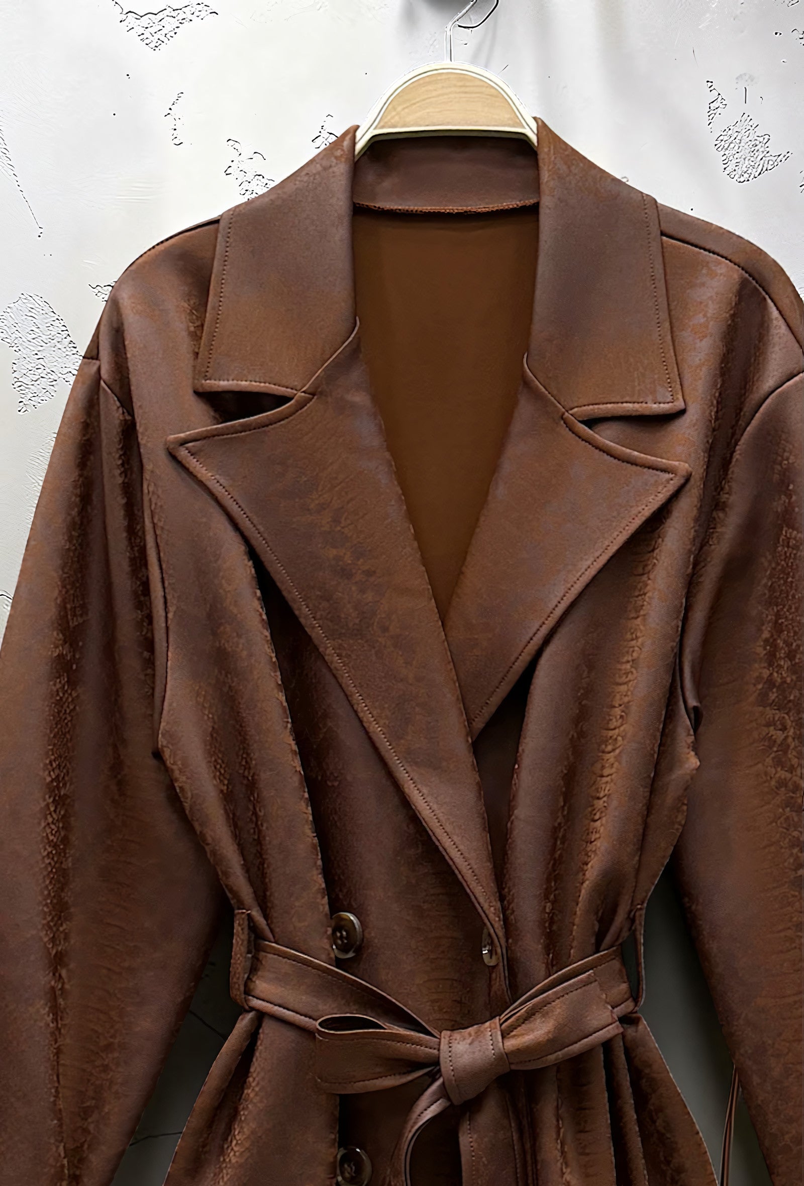 Trench Chic Ceinturé à Poches Brun Foncé